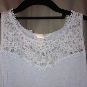 Powder blue lace-top tank